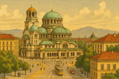 Illustration of St. Alexander Nevsky in Sofia, Bulgaria